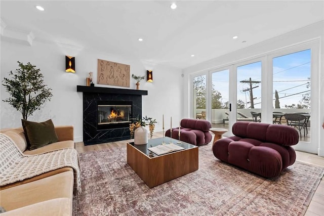 9027 Wonderland Ave, Los Angeles, CA 90046 - living room with a premium fireplace and recessed lighting