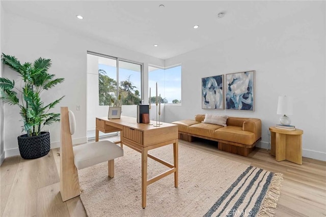9027 Wonderland Ave, Los Angeles, CA 90046 - office space featuring light wood-type flooring, recessed lighting, and baseboards