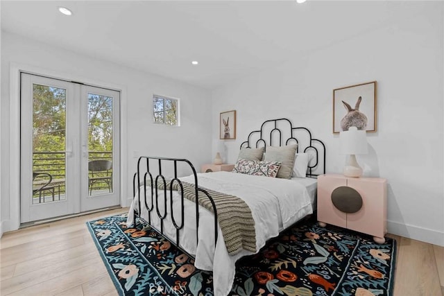 9027 Wonderland Ave, Los Angeles, CA 90046 - bedroom featuring access to exterior, wood finished floors, recessed lighting, and baseboards