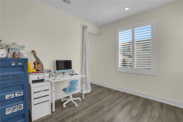 16533 Ground Breaker Ave, Chino, CA 91708 - office area with recessed lighting, baseboards, and wood finished floors