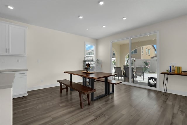 16533 Ground Breaker Ave, Chino, CA 91708 - dining room with dark wood-type flooring, baseboards, and recessed lighting