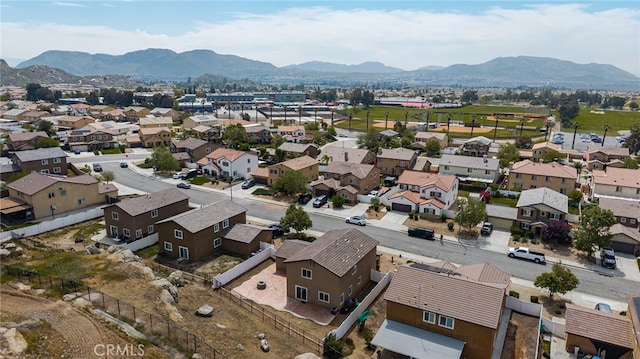 bird's eye view with a residential view and a mountain view