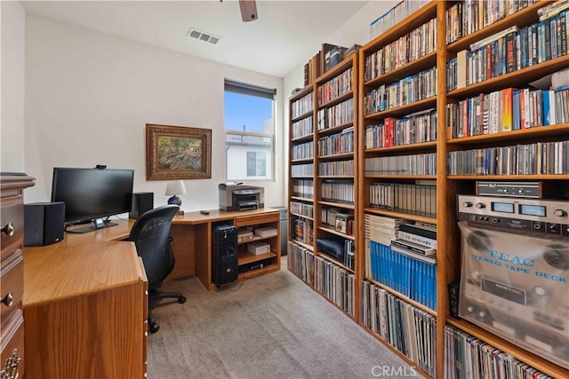 19533 Cardigan Dr, Northridge, CA 91324 - carpeted office with visible vents and bookshelves