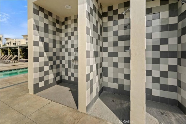 19533 Cardigan Dr, Northridge, CA 91324 - bathroom featuring concrete flooring and a shower stall