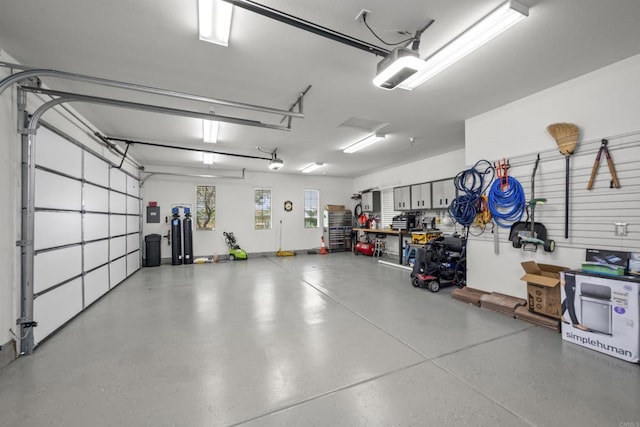 garage with a garage door opener