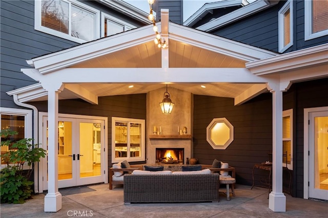2400 Holly Ln, Newport Beach, CA 92663 - view of patio with an outdoor living space with a fireplace