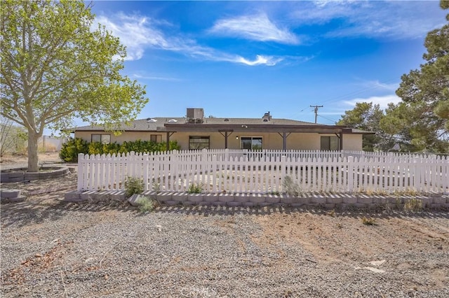 15084 Tacony Rd, Apple Valley, CA 92307 - view of front of house with a fenced front yard, stucco siding, and central AC