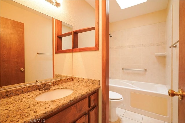 15084 Tacony Rd, Apple Valley, CA 92307 - full bathroom with toilet, tile patterned flooring, vanity, and tub / shower combination