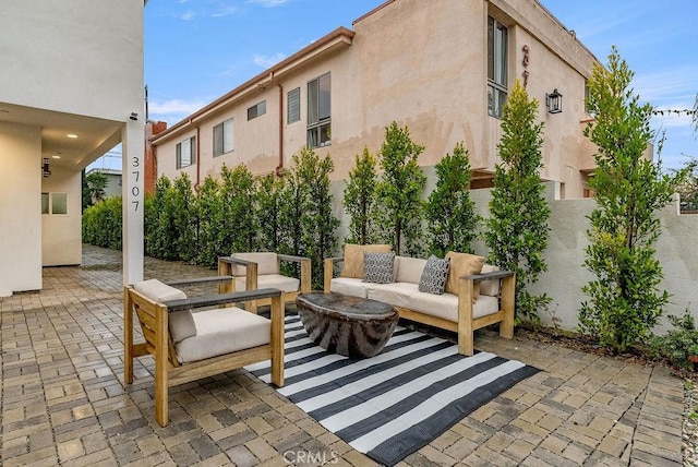 view of patio with an outdoor living space