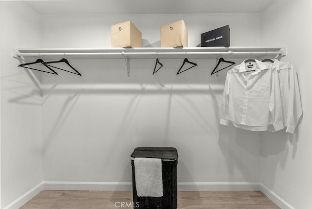spacious closet featuring light wood-style flooring