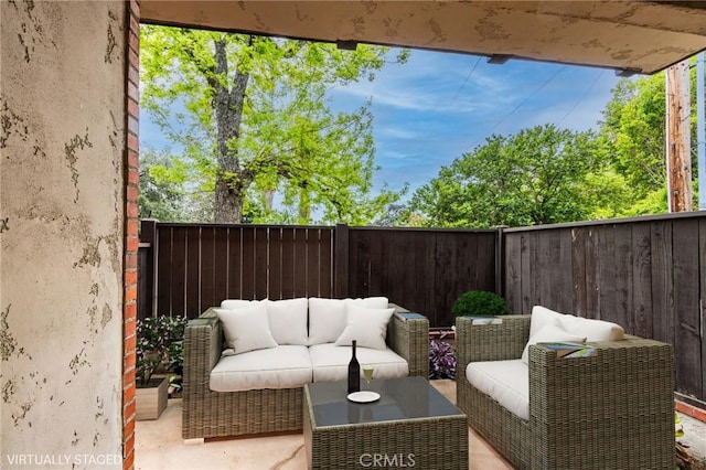 506 W Sierra Madre Blvd Unit D, Sierra Madre, CA 91024 - view of patio featuring an outdoor living space and a fenced backyard