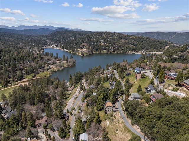 781 Arbula Dr, Crestline, CA 92325 - bird's eye view featuring a water and mountain view and a view of trees