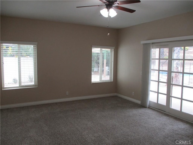 22956 Akwo Cir, Wildomar, CA 92595 - spare room with carpet flooring, a ceiling fan, and baseboards
