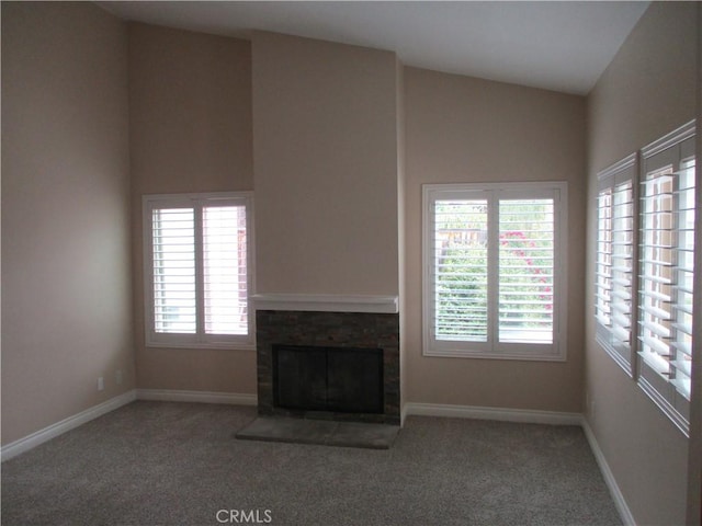 22956 Akwo Cir, Wildomar, CA 92595 - unfurnished living room featuring carpet flooring, a fireplace, and baseboards