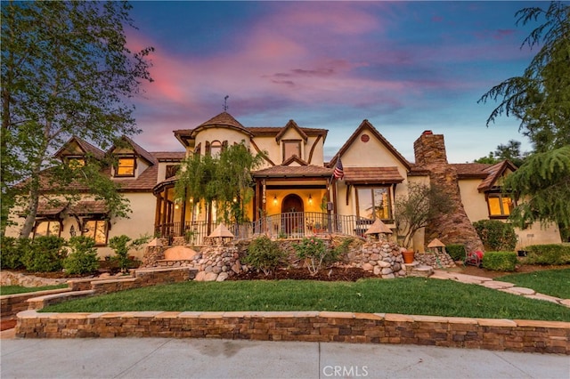 32140 Windrush Rd, Agua Dulce, CA 91390 - view of front facade with a chimney and stucco siding