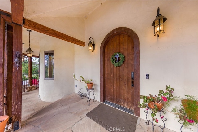 32140 Windrush Rd, Agua Dulce, CA 91390 - property entrance featuring stucco siding