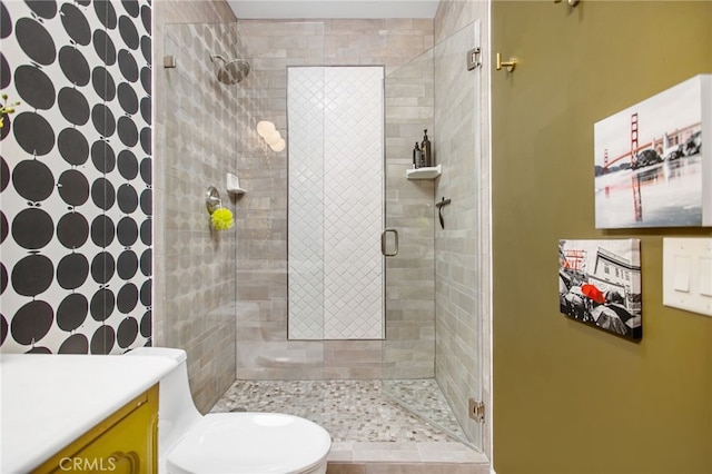 33081 Yucca St, Temecula, CA 92592 - full bath featuring a stall shower, toilet, and vanity