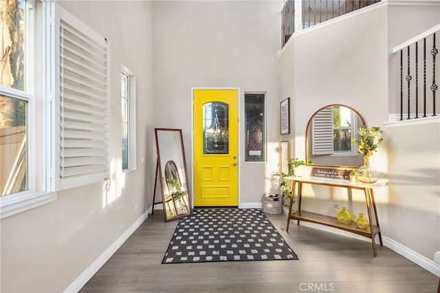 33081 Yucca St, Temecula, CA 92592 - entrance foyer with a towering ceiling, baseboards, and wood finished floors