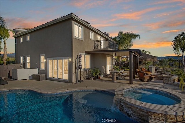 33081 Yucca St, Temecula, CA 92592 - view of pool featuring an in-ground hot tub, a patio area, and fence