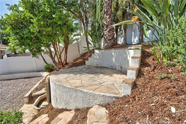view of patio featuring a fenced backyard