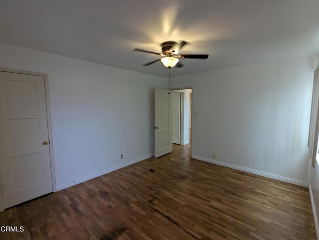 636 N C St, Oxnard, CA 93030 - empty room with a ceiling fan, baseboards, and wood finished floors