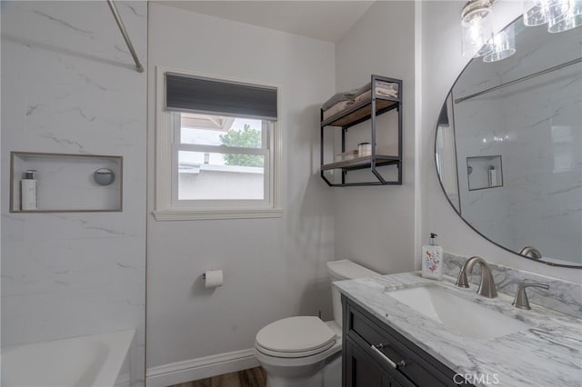full bathroom featuring vanity and toilet