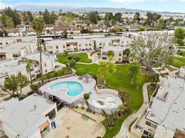 drone / aerial view with a residential view