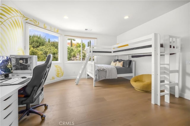 5366 Collingwood Cir, Calabasas, CA 91302 - bedroom featuring an office area, wood finished floors, recessed lighting, and baseboards