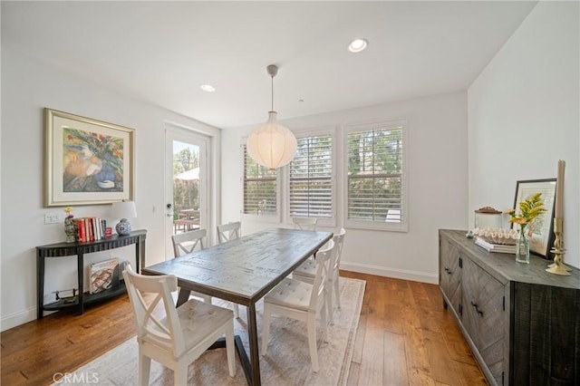132 Carrotwood, Irvine, CA 92618 - dining space featuring recessed lighting, baseboards, and hardwood / wood-style flooring