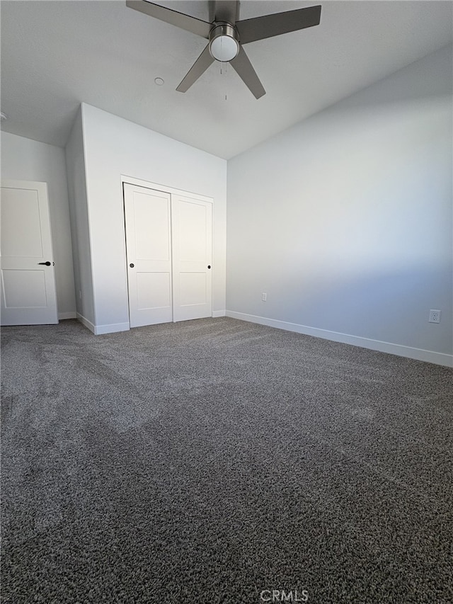 12525 Spring Valley Pkwy, Victorville, CA 92395 - unfurnished bedroom featuring a ceiling fan, baseboards, a closet, and carpet