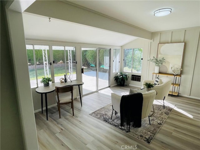 interior space with beam ceiling