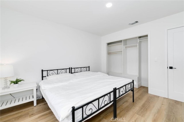 162 Acacia Ave, Monrovia, CA 91016 - bedroom with light wood-style floors, a closet, and recessed lighting