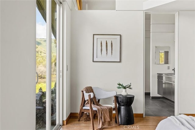 interior space featuring baseboards