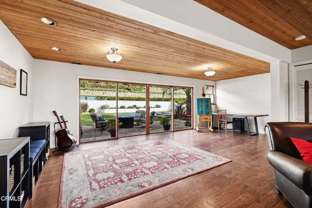 191 Southview Cir, Ventura, CA 93003 - living room featuring hardwood / wood-style floors, visible vents, recessed lighting, and wood ceiling