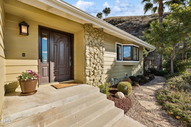 191 Southview Cir, Ventura, CA 93003 - doorway to property featuring stone siding