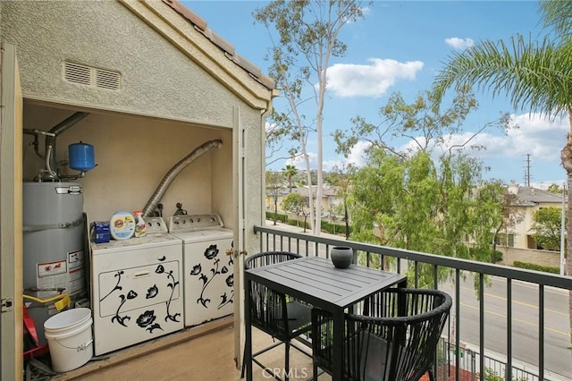 3408 Hathaway Ave Unit 301, Long Beach, CA 90815 - balcony with strapped water heater and washer and dryer