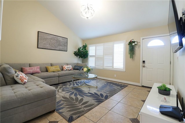 10629 El Este Ave, Fountain Valley, CA 92708 - living room featuring lofted ceiling and light tile patterned floors