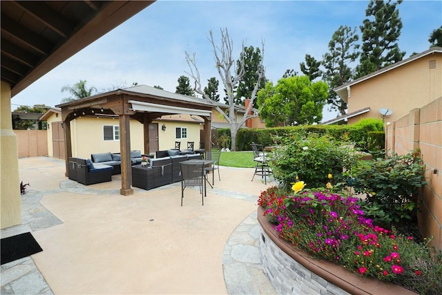 10629 El Este Ave, Fountain Valley, CA 92708 - view of patio / terrace with a fenced backyard, outdoor lounge area, and a gazebo