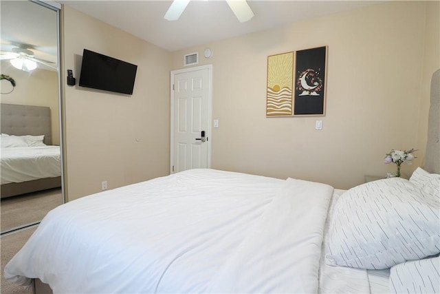 10629 El Este Ave, Fountain Valley, CA 92708 - bedroom with a closet, a ceiling fan, visible vents, and carpet