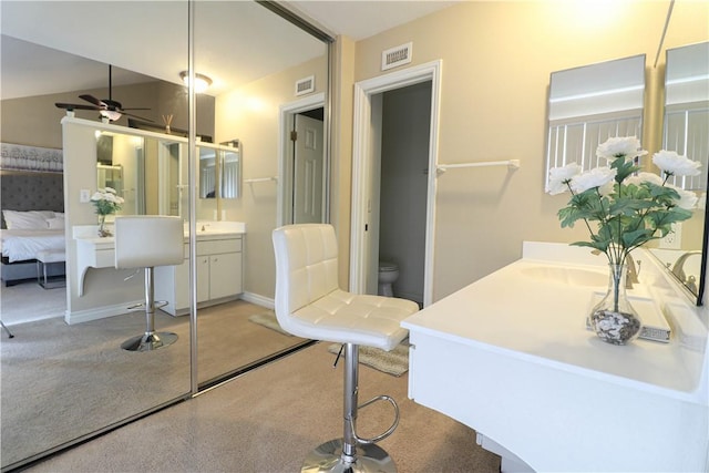 10629 El Este Ave, Fountain Valley, CA 92708 - ensuite bathroom featuring ensuite bathroom, visible vents, ceiling fan, and toilet