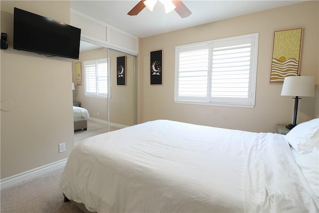 10629 El Este Ave, Fountain Valley, CA 92708 - bedroom with baseboards, carpet floors, a closet, and ceiling fan