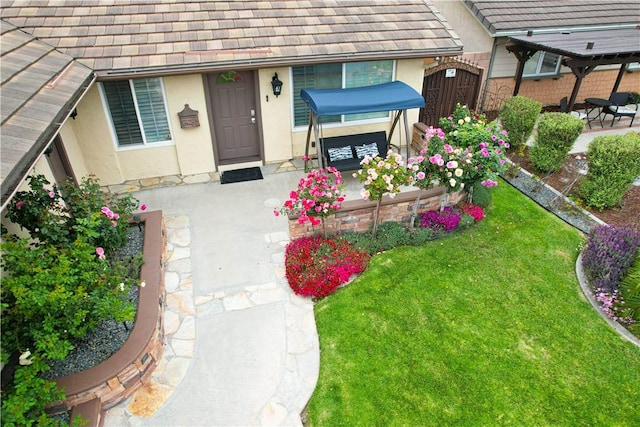 10629 El Este Ave, Fountain Valley, CA 92708 - property entrance featuring a gate, fence, a yard, a patio, and stucco siding