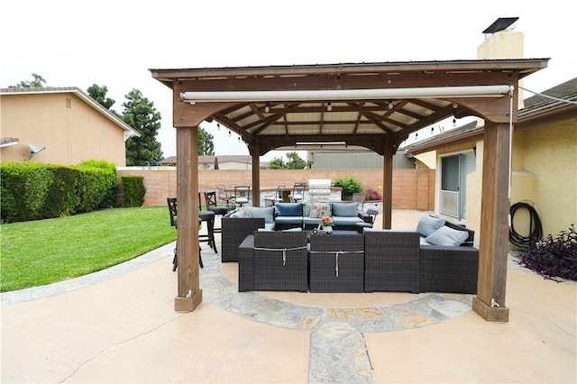 10629 El Este Ave, Fountain Valley, CA 92708 - view of patio / terrace featuring a gazebo, outdoor lounge area, area for grilling, and a fenced backyard