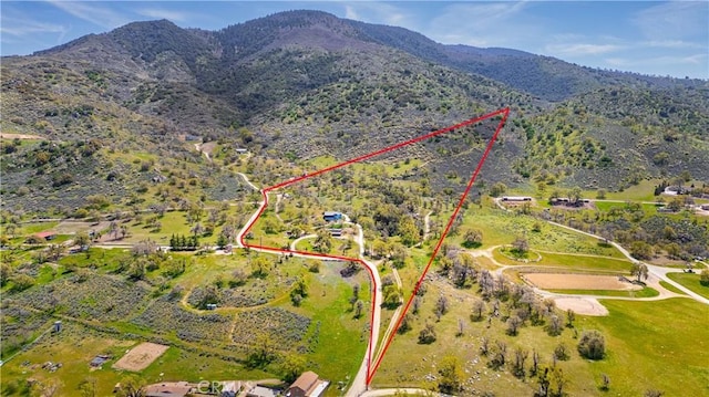 aerial view with a mountain view
