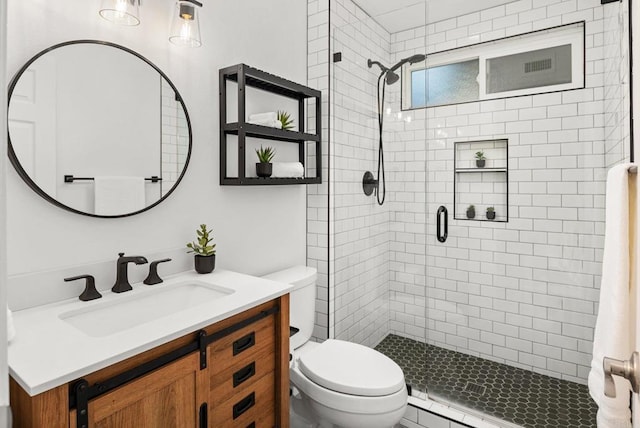 6770 Amberly St, San Diego, CA 92120 - bathroom with a stall shower, toilet, and vanity