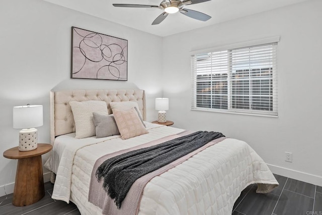 6770 Amberly St, San Diego, CA 92120 - bedroom with baseboards, a ceiling fan, and wood finish floors