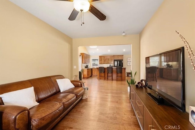 2103 Price St, San Luis Obispo, CA 93401 - living room featuring light wood-style flooring and a ceiling fan