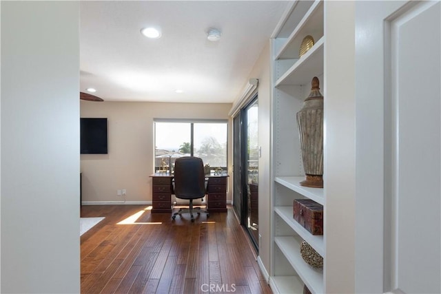 2270 Stanley Ave Unit 2B, Signal Hill, CA 90755 - office area featuring dark wood-type flooring, recessed lighting, and baseboards