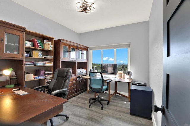 4710 Sleeping Indian Rd, Fallbrook, CA 92028 - office area featuring baseboards and light wood-style floors