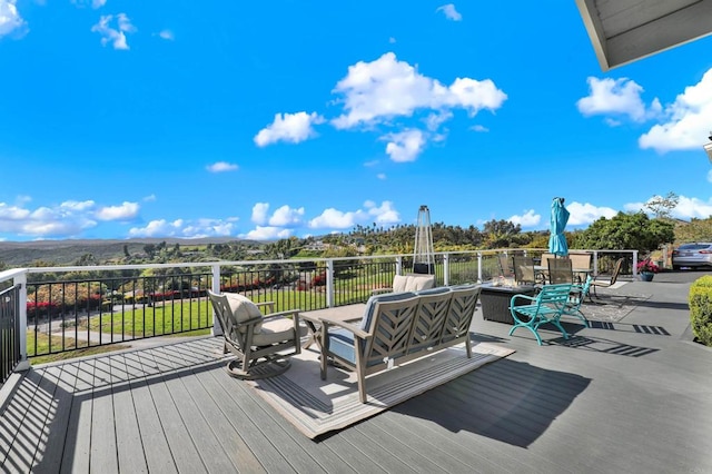 4710 Sleeping Indian Rd, Fallbrook, CA 92028 - wooden terrace with an outdoor hangout area